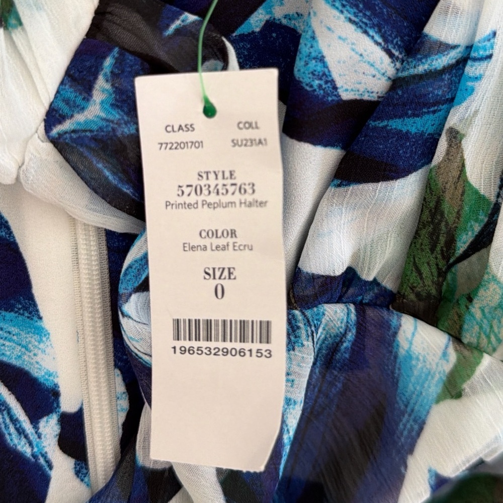 Coquette Boho Cottage core Nature White House Black Market blue & green Halter - Picture 5 of 6